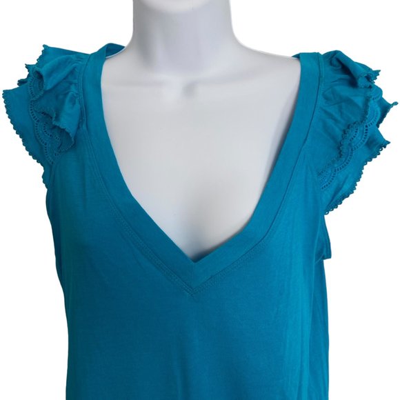 (5-154) NWT - Women's Old Navy V-Neck Turquoise Shirt - Picture 3 of 11